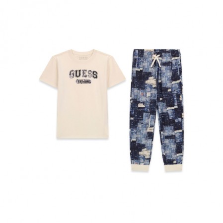 Set de casa copii Guess pentru baiat tricou si pantaloni lungi