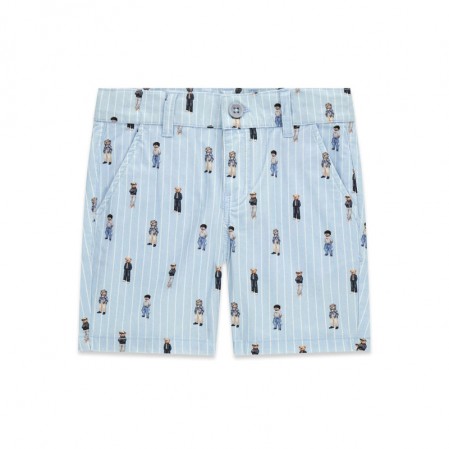 Pantaloni scurti copii Guess de baiat cu print si buzunare la spate