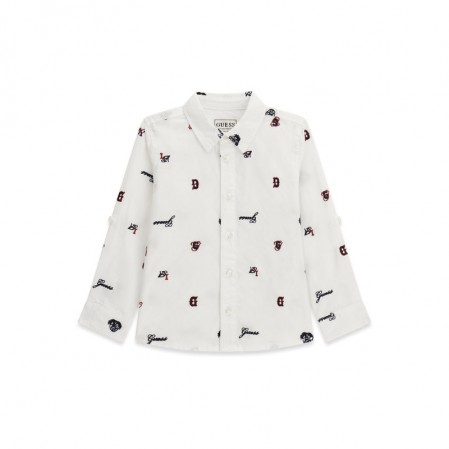 Camasa copii Guess pentru baiat cu maneci lungi si print de brand