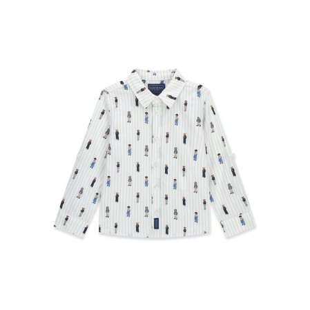 Camasa copii cu maneci lungi Guess pentru baiat cu print de ursulet