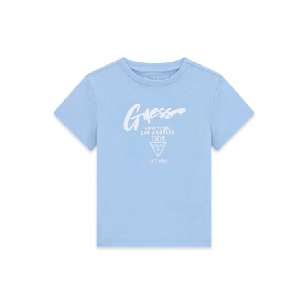 Tricou copii cu maneca scurta Guess pentru baiat cu logo cu inscriptii