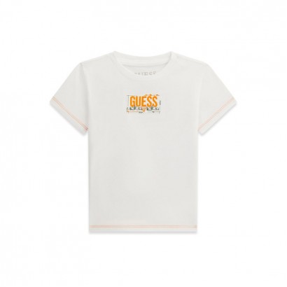 Tricou copii cu maneca scurta Guess pentru baiat cu logo mic la mijloc