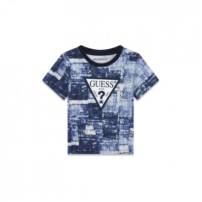 Tricou copii cu maneca scurta Guess de baiat cu print colorat si logo