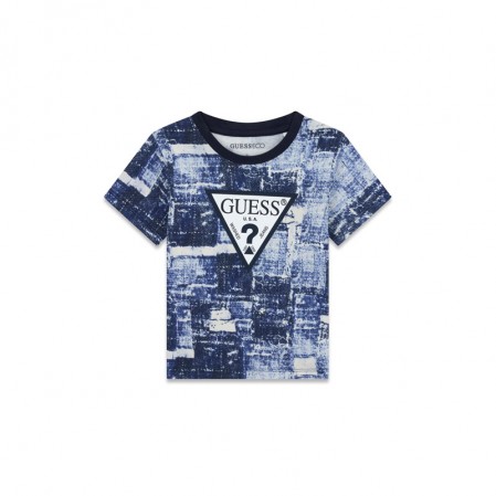 Tricou copii cu maneca scurta Guess de baiat cu print colorat si logo
