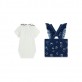 Set bebe Guess pentru fetita body cu maneca scurta si fusta din denim