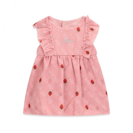 Rochita body bebe Guess de fetita cu maneca scurta inscriptie si print