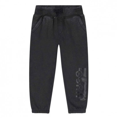 Pantaloni sport copii Hugo pentru baiat cu sireturi si aplicatie logo