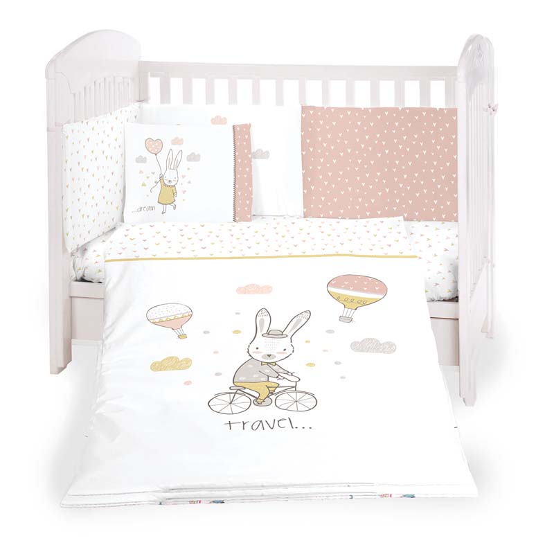 Kikkaboo Set lenjerie de pătuț pentru bebe 6 p 70х 140 Rabbits in Love
