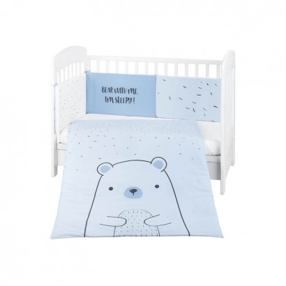 Kikkaboo Set lenjerie de pat bebe 2p EU style 70x140 Bear with me Blue