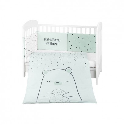 Kikkaboo Set lenjerie de pat bebe 2p EU style 70x140 Bear with me Mint