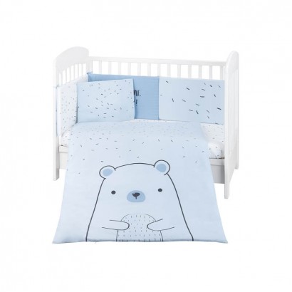 Kikkaboo Set lenjerie de pat bebe 6 p 70x140 Bear with me Blue