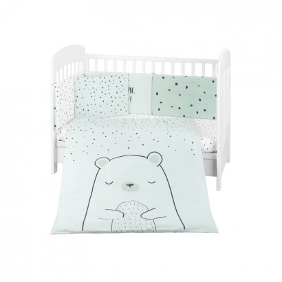 Kikkaboo Set lenjerie de pat bebe 6 p 70x140 Bear with me Mint