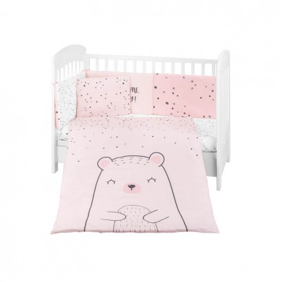 Kikkaboo Set lenjerie de pat bebe 6 p 70x140 Bear with me Pink