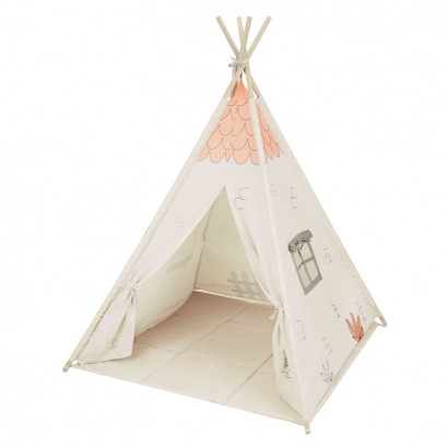 Kikkaboo Cort de joaca din lemn cu sezut moale Beige House