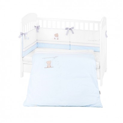 Kikkaboo Lenjerie de patut bebe cu broderie 2p Dream Big Blue