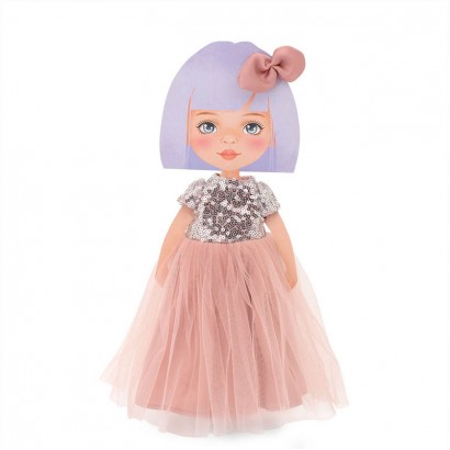 Orange Toys Sweet Sisters Set hăinuțe Rochiță roz din satin cu paiete 28 cm