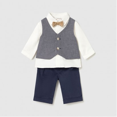 Set bebe Mayoral pentru baiat 3p cu pantaloni camasa si vesta