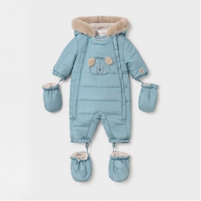 Salopeta de iarna bebe Mayoral unisex cu gluga si botosei