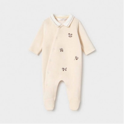 Salopeta plus bebe Mayoral pentru baiat cu guler si broderii