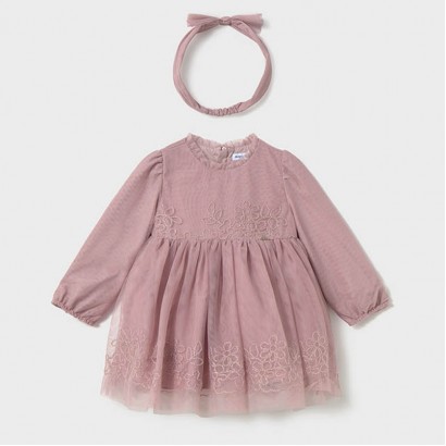 Rochita eleganta bebe Mayoral pentru fetita cu broderie si tul