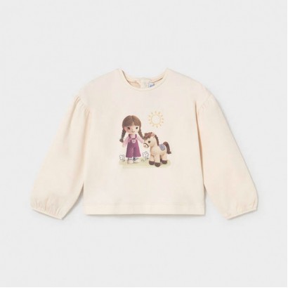 Bluza bebe Mayoral pentru fetita cu maneca lunga si grafice