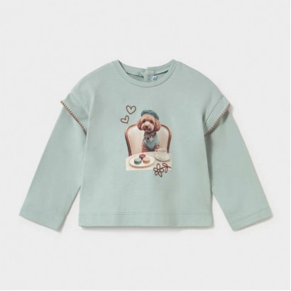 Bluza bebe Mayoral pentru fetita cu maneca lunga si imprimeu dragut