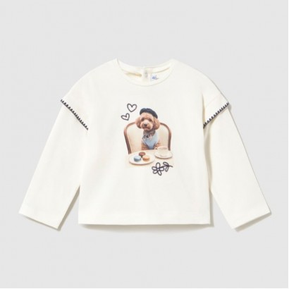 Bluza bebe Mayoral pentru fetita cu maneca lunga si imprimeu dragut