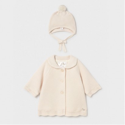 Cardigan bebe Mayoral pentru fetita cu caciula