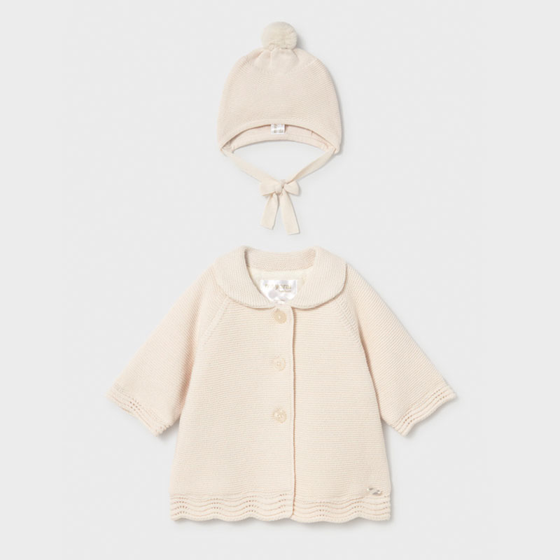 Cardigan bebe Mayoral pentru fetita cu caciula