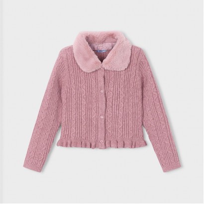 Cardigan de copii Mayoral pentru fata cu guler pufos