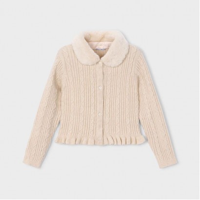 Cardigan de copii Mayoral pentru fata cu guler pufos