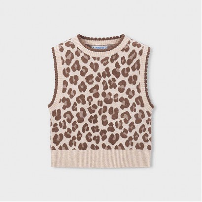 Top tricotat copii Mayoral pentru fata cu print leopard