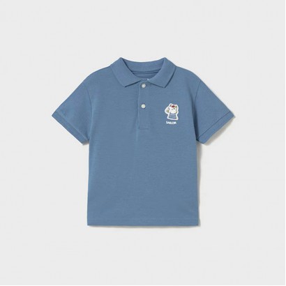 Tricou polo bebe Mayoral pentru baiat cu maneca scurta si print la spate