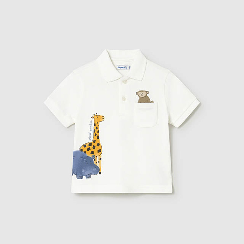 Tricou bebe cu guler Mayoral pentru baiat cu animalut