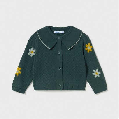 Cardigan bebe Mayoral pentru fetita cu broderie flori