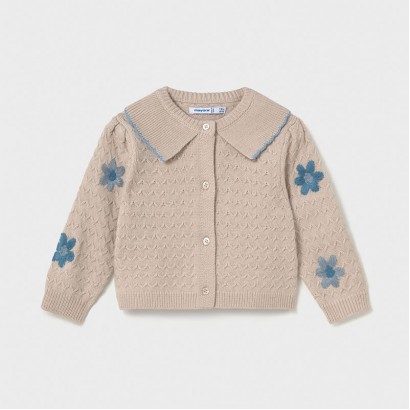 Cardigan bebe Mayoral pentru fetita cu broderie flori