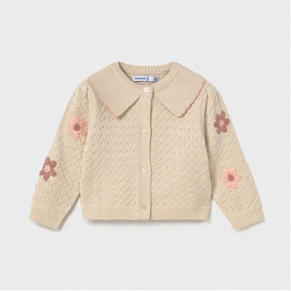 Cardigan bebe Mayoral pentru fetita cu broderie flori