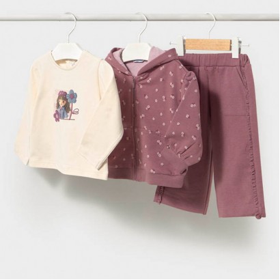 Set bebe Mayoral pentru fetita 3 piese cu hanorac