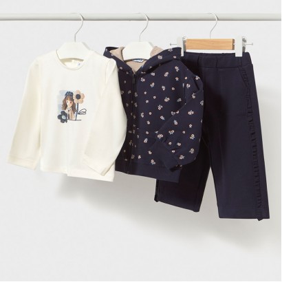 Set bebe Mayoral pentru fetita 3 piese cu hanorac