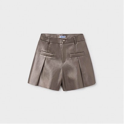 Pantaloni scurti din piele copii Mayoral pentru fata cu pliuri