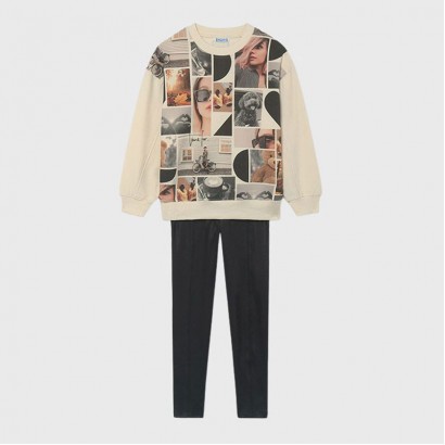 Set copii Mayoral pentru fata cu colanti din fleece